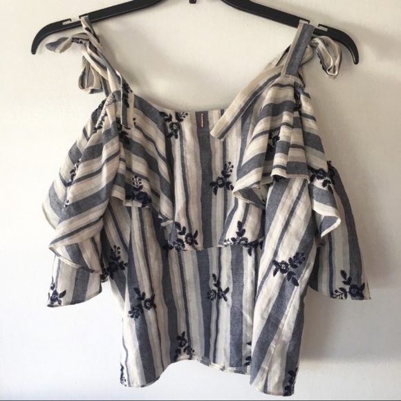 Misa LA Embroidered Stripe Ruffle Tank Top - Picture 3 of 3